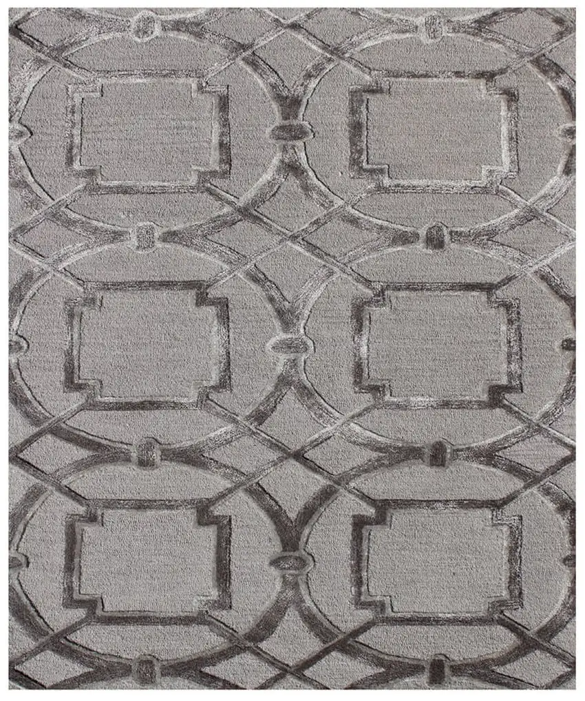 Gray Abstract Geometric Hand Tufted Non Skid Area Rug Photo 2