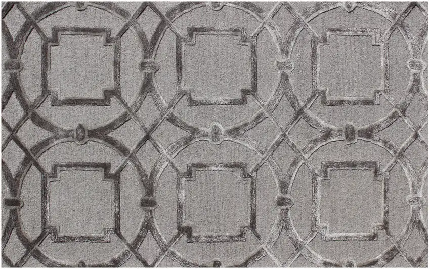 Gray Abstract Geometric Hand Tufted Non Skid Area Rug Photo 4