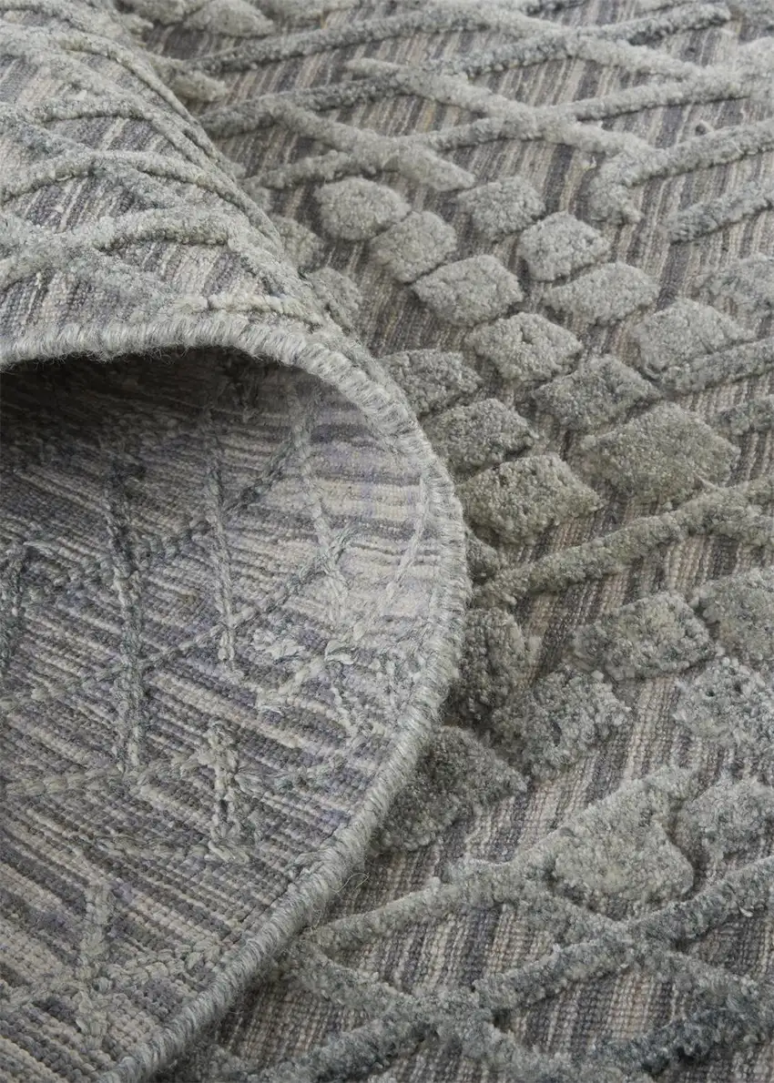 Gray Abstract Hand Woven Area Rug Photo 9