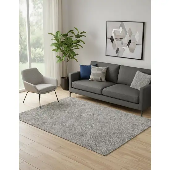 Gray Abstract Hand Woven Area Rug Photo 1