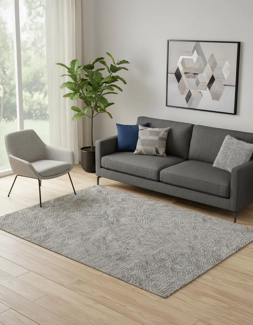 Gray Abstract Hand Woven Area Rug Photo 1
