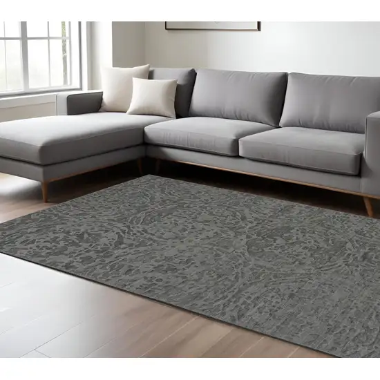 Gray Abstract Hand Woven Area Rug Photo 1