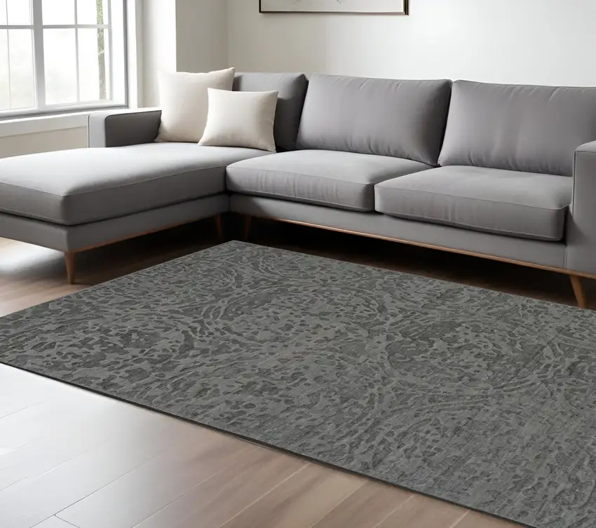 Gray Abstract Hand Woven Area Rug Photo 1