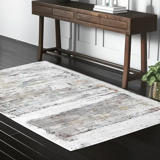 Gray Abstract Irregular Blocks Area Rug Photo 2