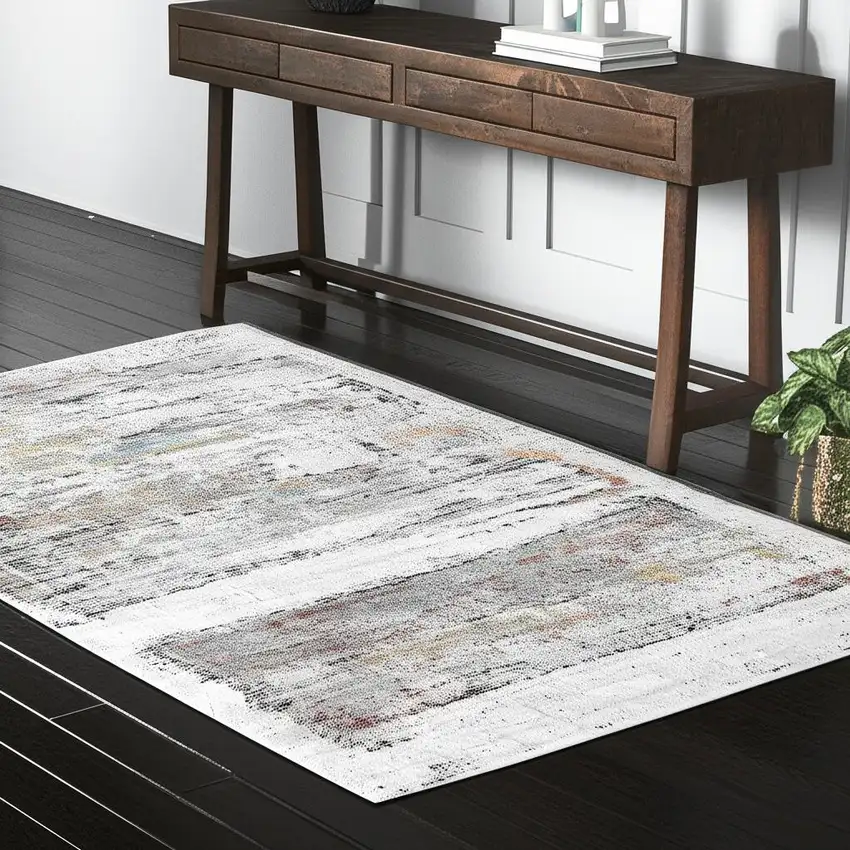 Gray Abstract Irregular Blocks Area Rug Photo 2