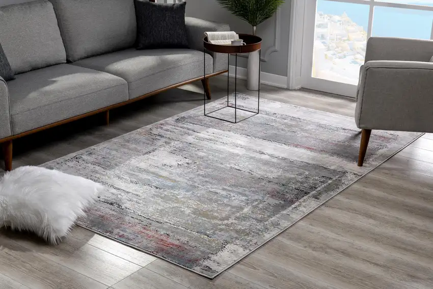 Gray Abstract Irregular Blocks Area Rug Photo 11
