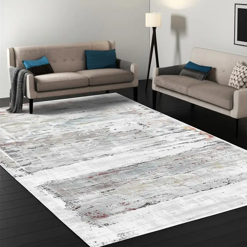 Gray Abstract Irregular Blocks Area Rug Photo 1