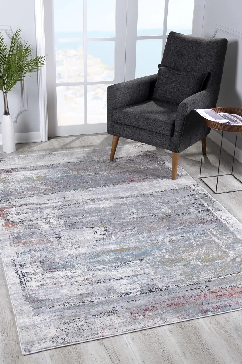 Gray Abstract Irregular Blocks Area Rug Photo 10