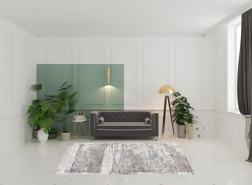 Gray Abstract Irregular Blocks Area Rug Photo 5