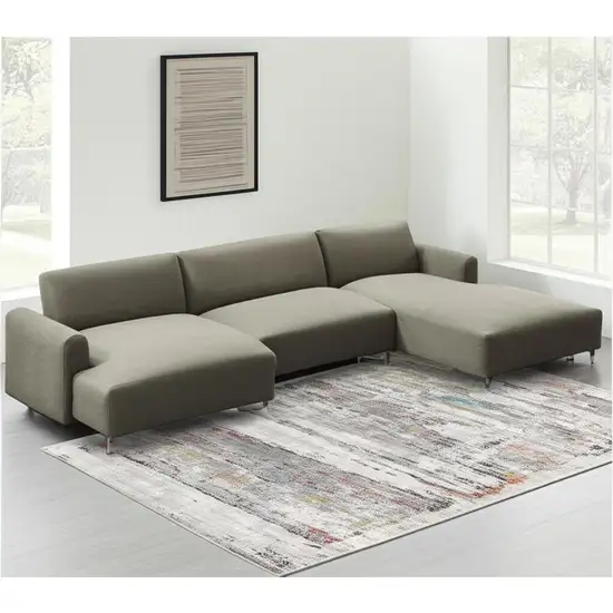 Gray Abstract Irregular Blocks Area Rug Photo 2