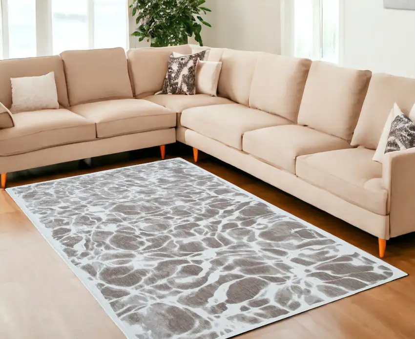 Gray Abstract Non Skid Area Rug Photo 1
