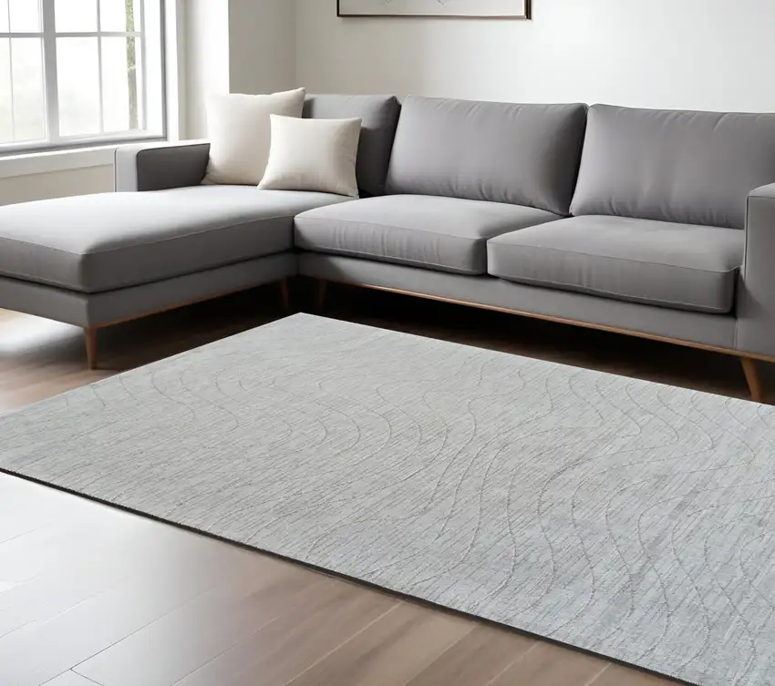 Gray Abstract Non Skid Area Rug Photo 1
