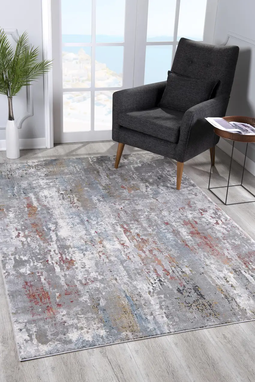 Gray Abstract Pattern Area Rug Photo 4