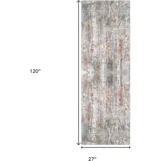 2' X 10' Gray Abstract Pattern Runner Rug Photo 3