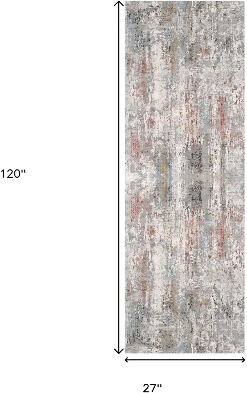 2' X 10' Gray Abstract Pattern Runner Rug Photo 3