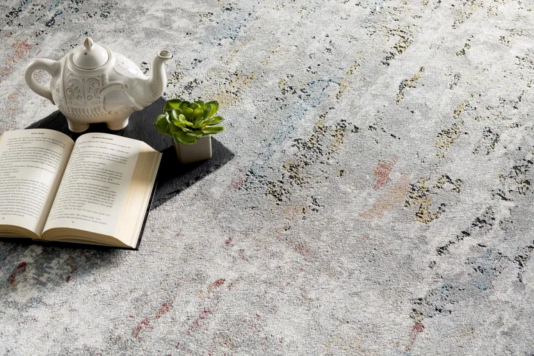 Gray Abstract Pattern Runner Rug Photo 5