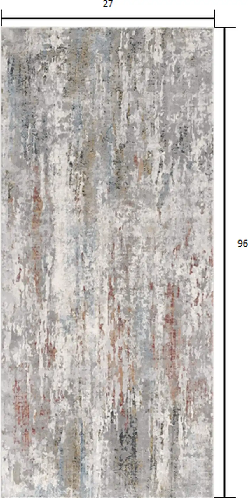 Gray Abstract Pattern Runner Rug Photo 2