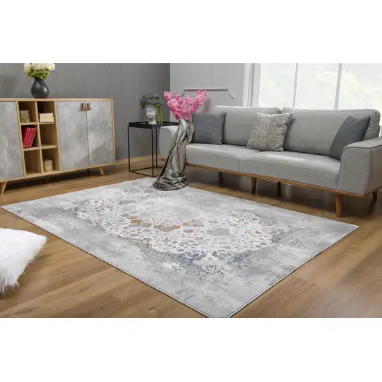 Gray Abstract Patterns Area Rug Photo 7