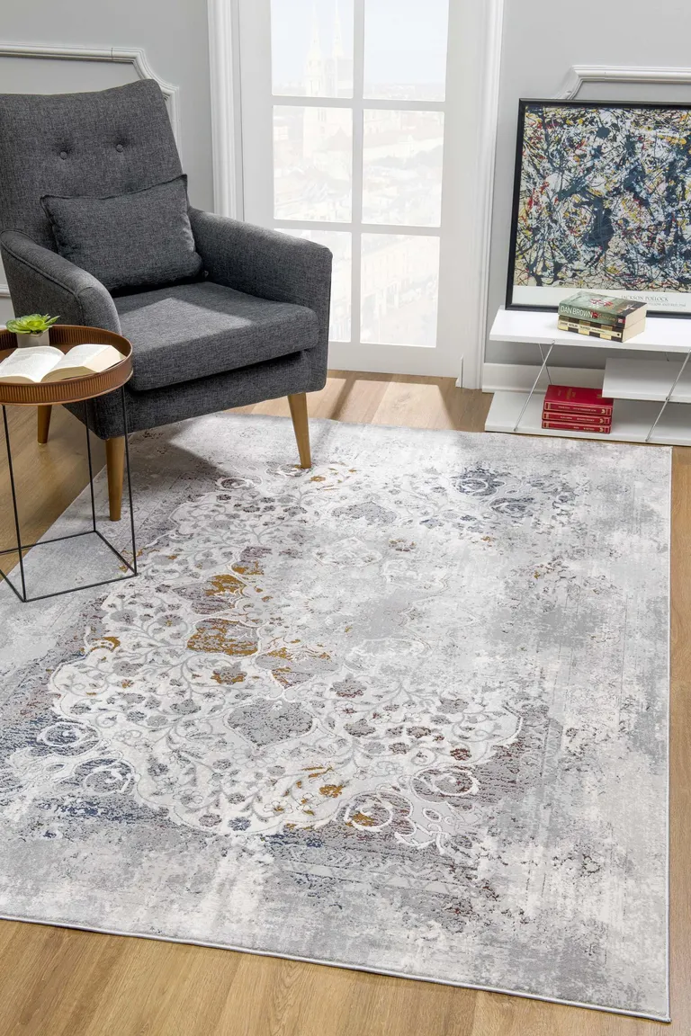 Gray Abstract Patterns Area Rug Photo 4