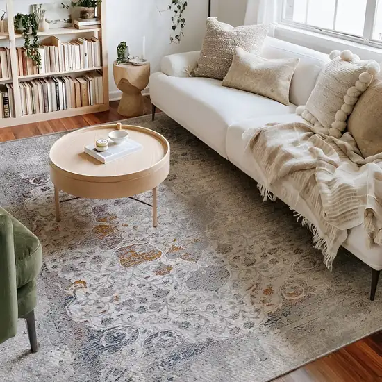 Gray Abstract Patterns Area Rug Photo 3