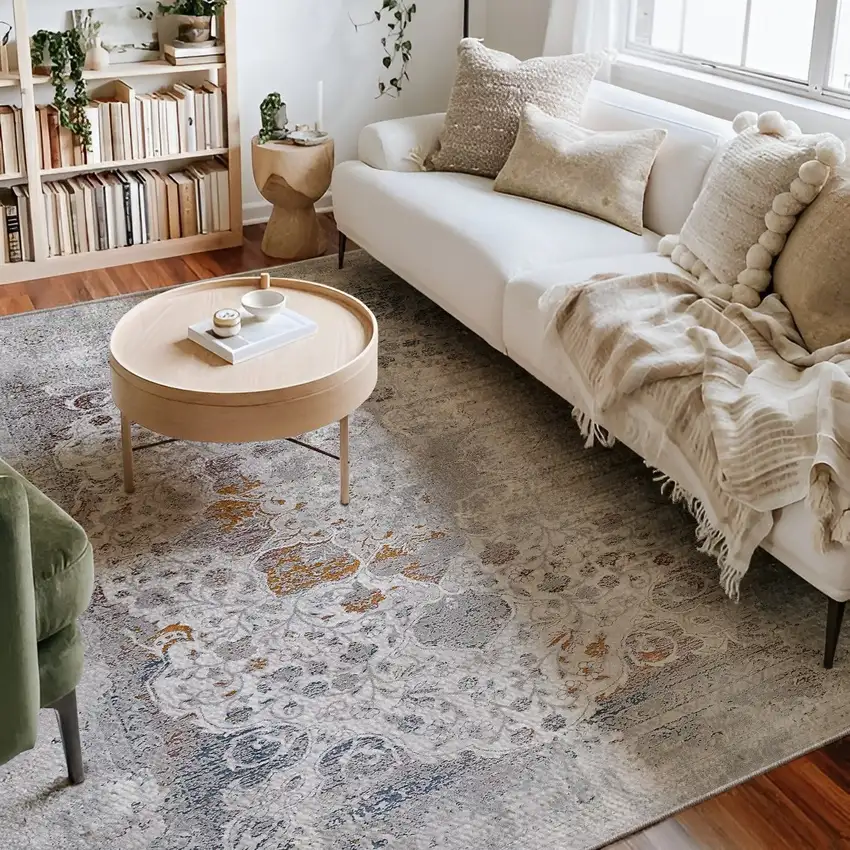 Gray Abstract Patterns Area Rug Photo 3
