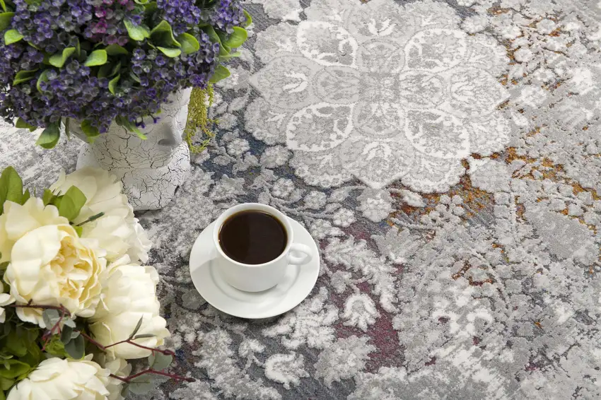 Gray Abstract Patterns Area Rug Photo 9