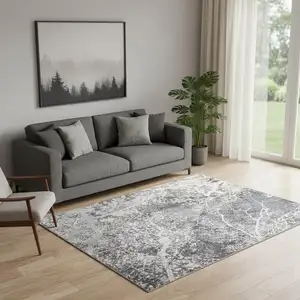 Photo of Gray Abstract Power Loom Area Rug