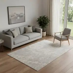 Photo of Gray Abstract Power Loom Area Rug