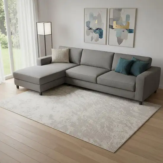 Gray Abstract Power Loom Area Rug Photo 1