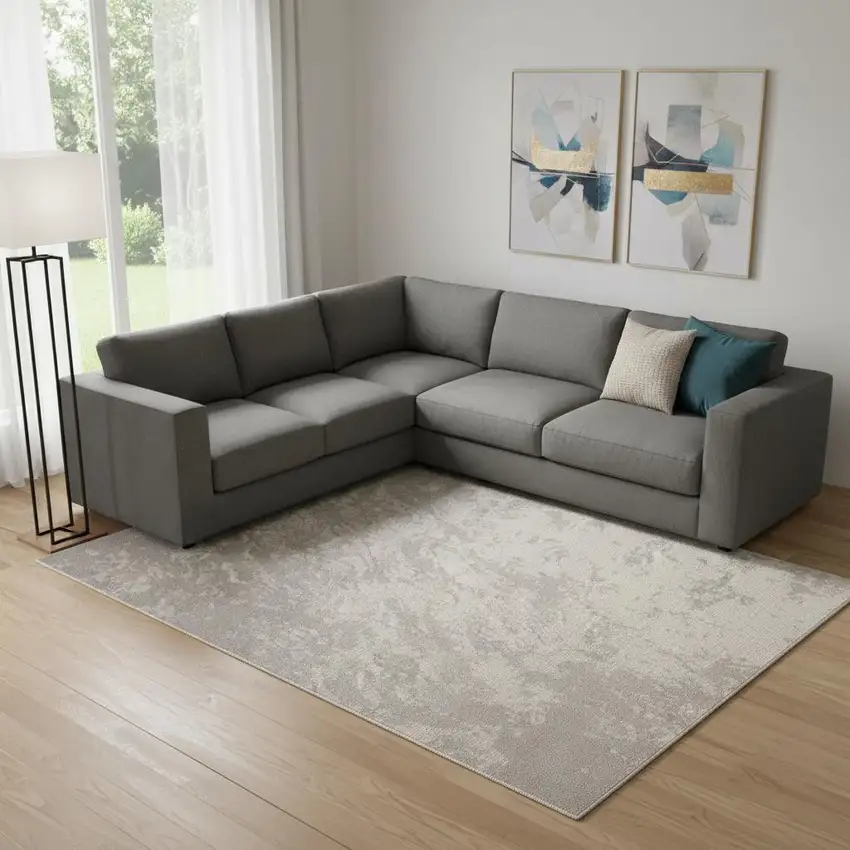 Gray Abstract Power Loom Area Rug Photo 1