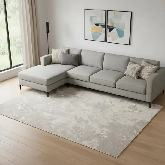 Gray Abstract Power Loom Area Rug Photo 1