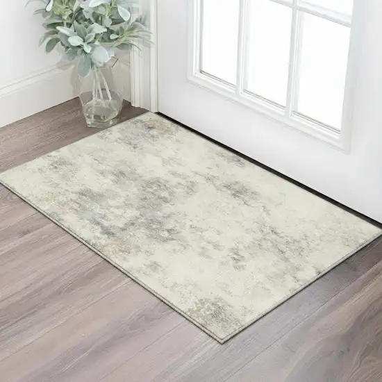 Gray Abstract Power Loom Area Rug Photo 1