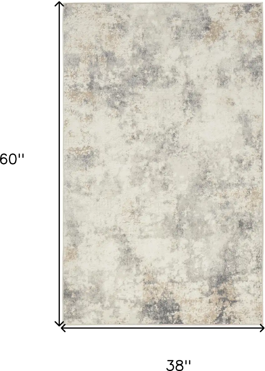 Gray Abstract Power Loom Area Rug Photo 3