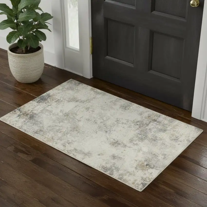 Gray Abstract Power Loom Area Rug Photo 1