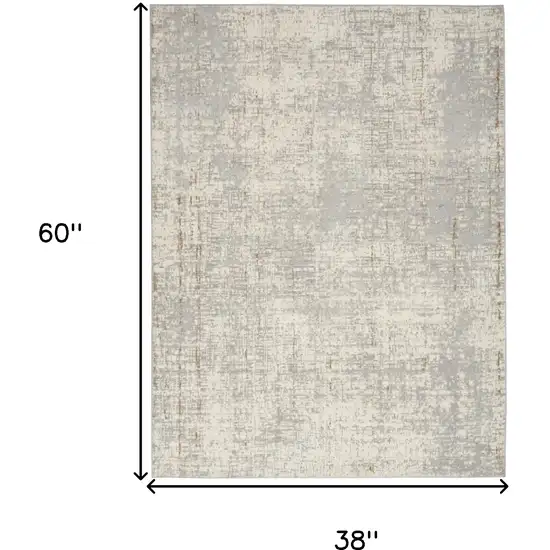 Gray Abstract Power Loom Area Rug Photo 3