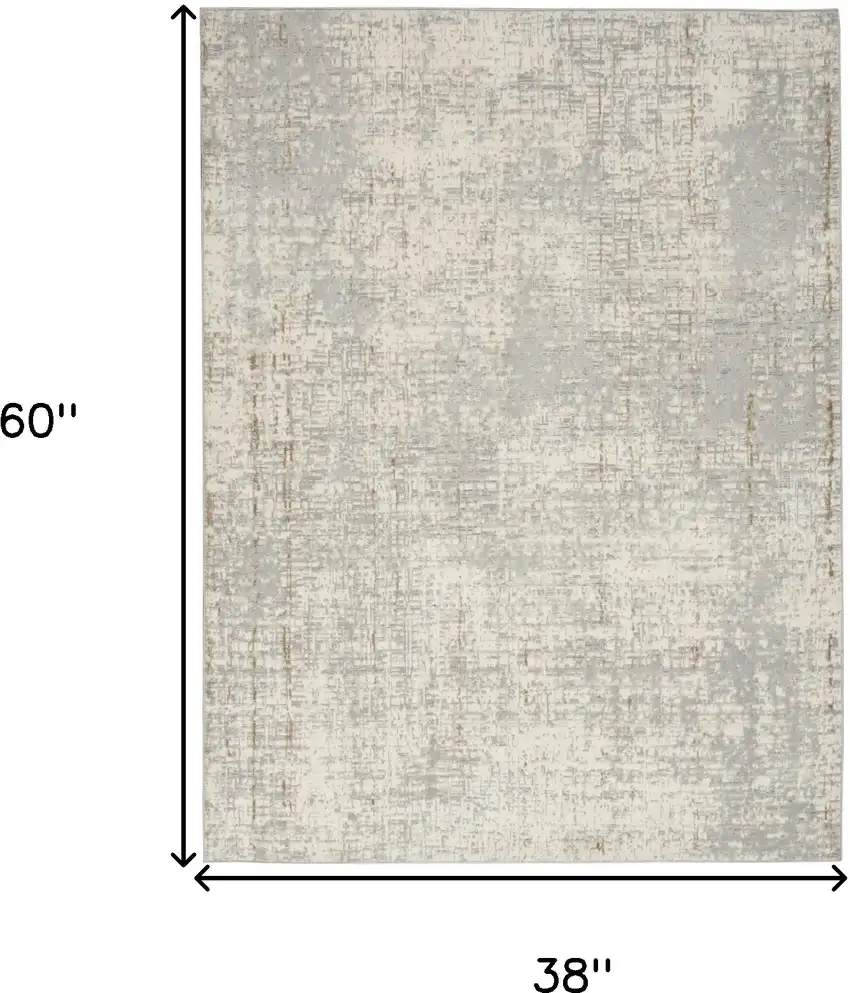 Gray Abstract Power Loom Area Rug Photo 3