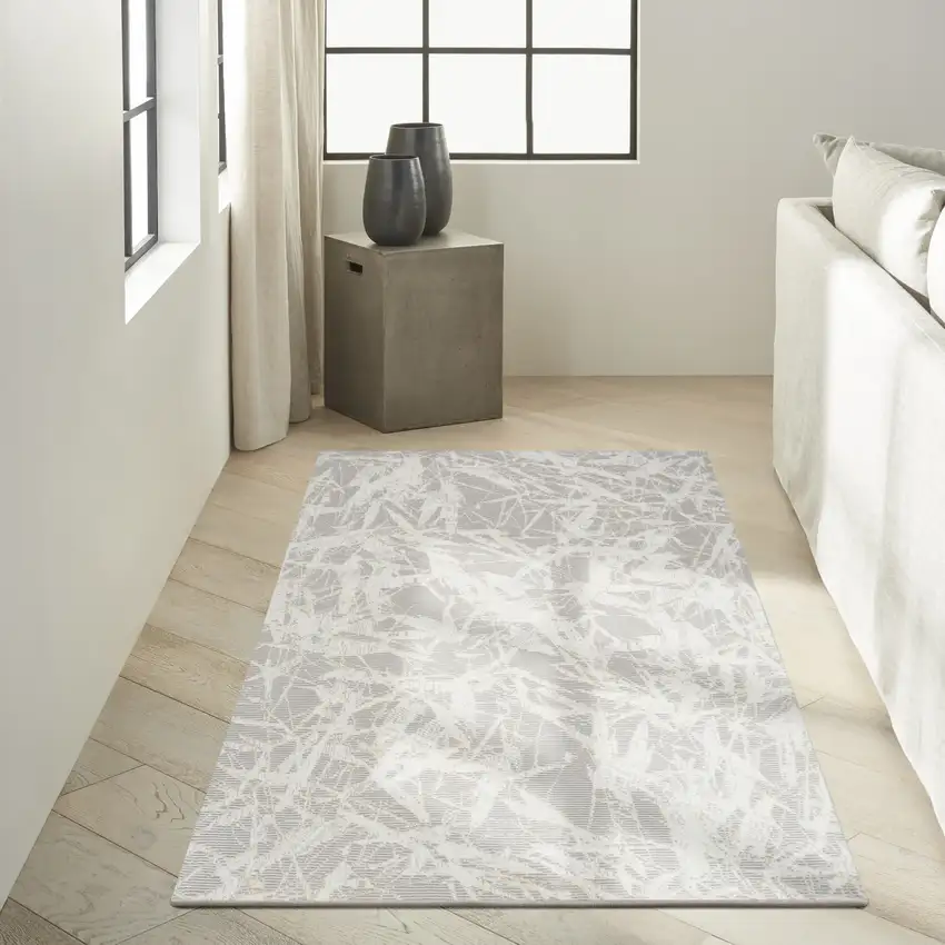 Gray Abstract Power Loom Area Rug Photo 4