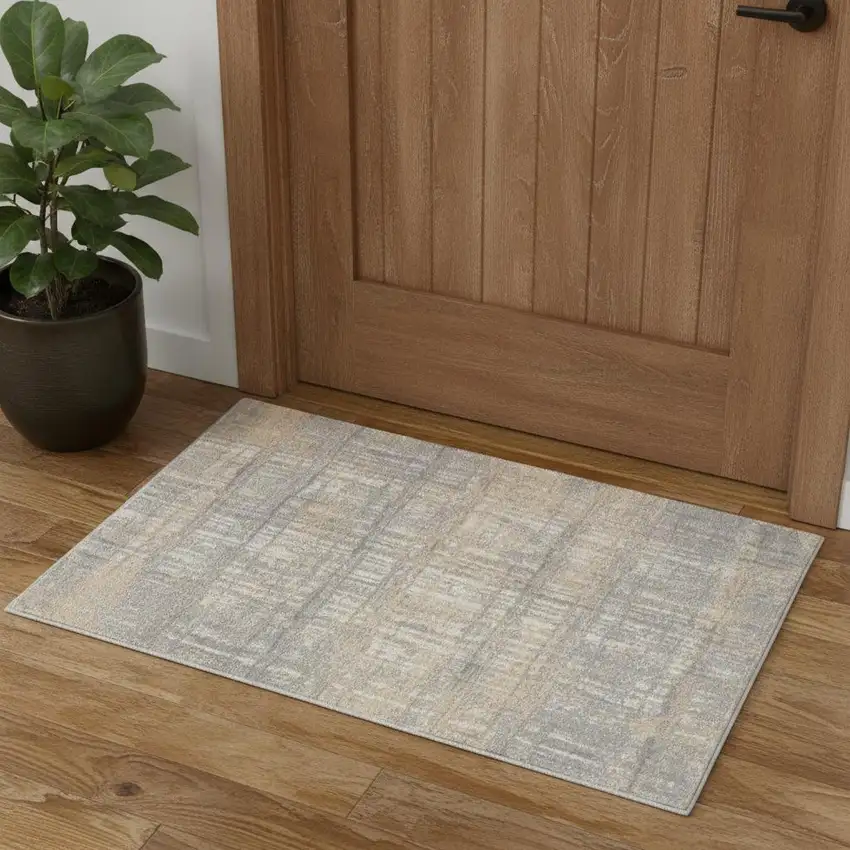 Gray Abstract Power Loom Area Rug Photo 1