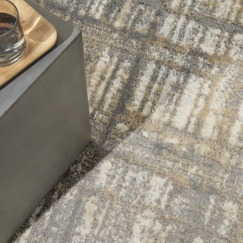 Gray Abstract Power Loom Area Rug Photo 9