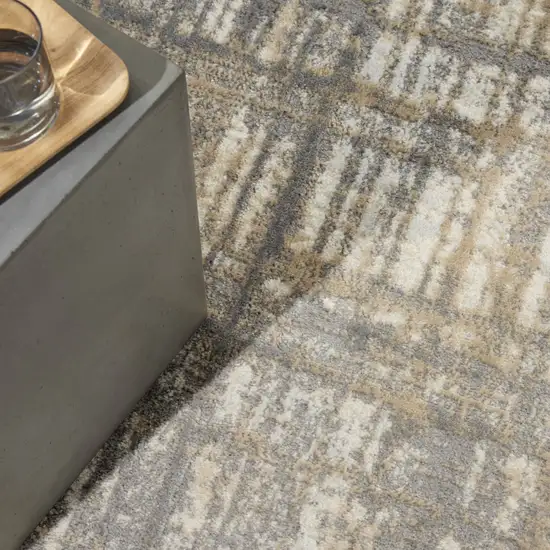 Gray Abstract Power Loom Area Rug Photo 9