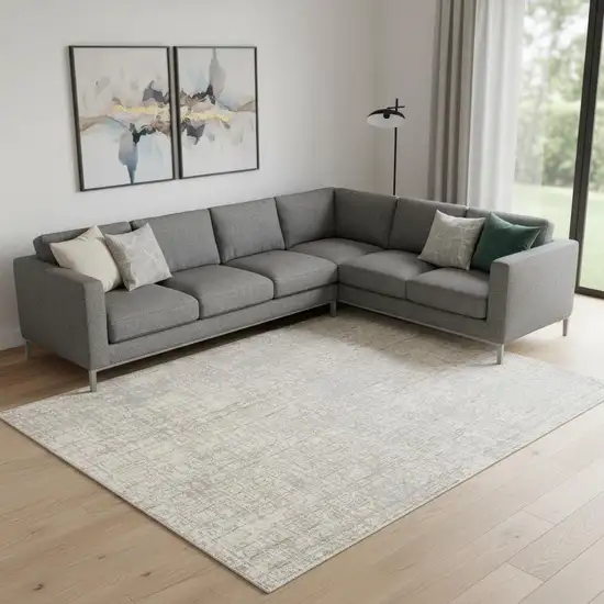 Gray Abstract Power Loom Area Rug Photo 1