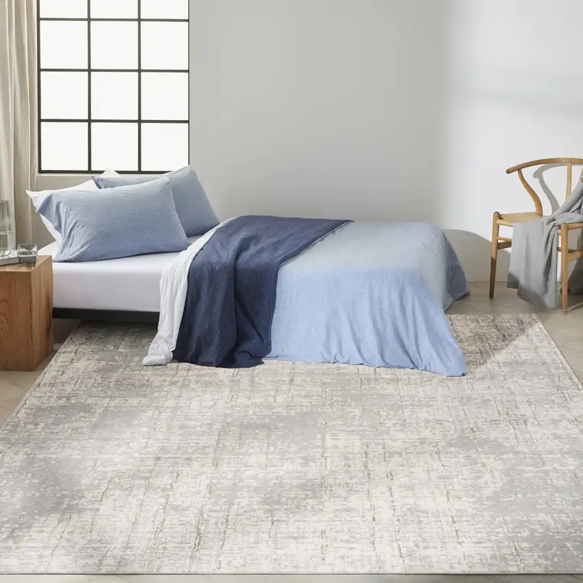 Gray Abstract Power Loom Area Rug Photo 6