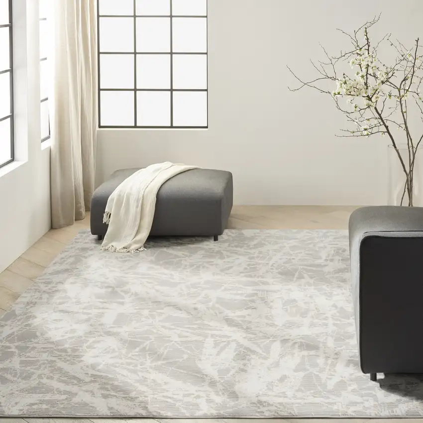 Gray Abstract Power Loom Area Rug Photo 4