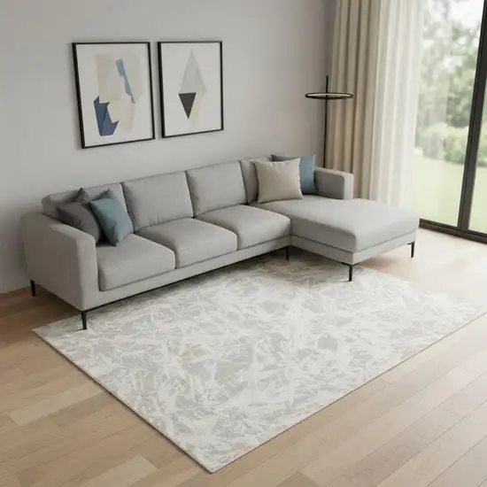 Gray Abstract Power Loom Area Rug Photo 1