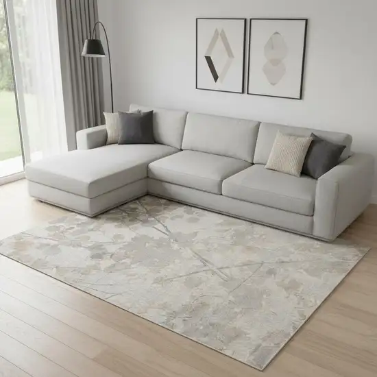 Gray Abstract Power Loom Area Rug Photo 1