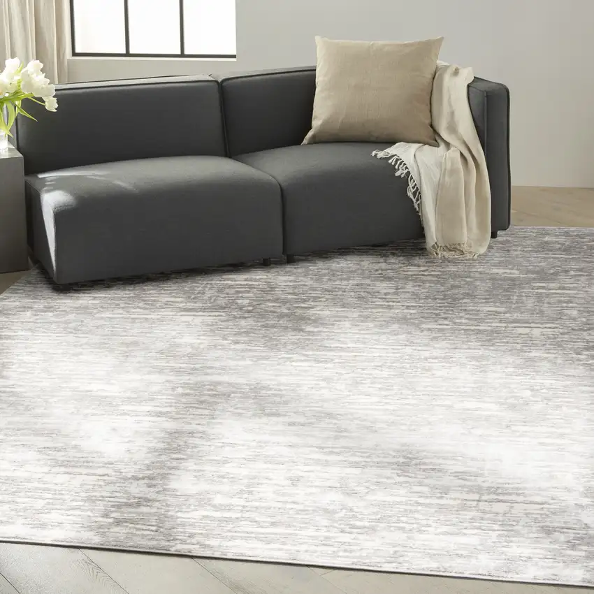 Gray Abstract Power Loom Area Rug Photo 4