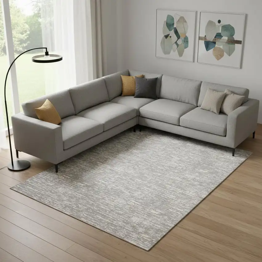 Gray Abstract Power Loom Area Rug Photo 1