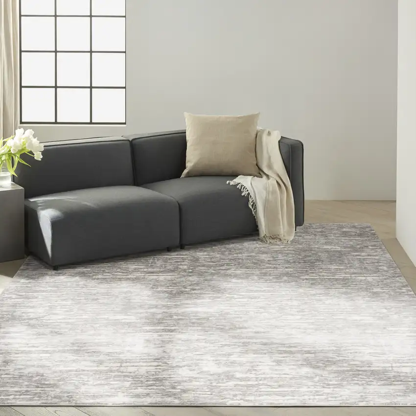 Gray Abstract Power Loom Area Rug Photo 5