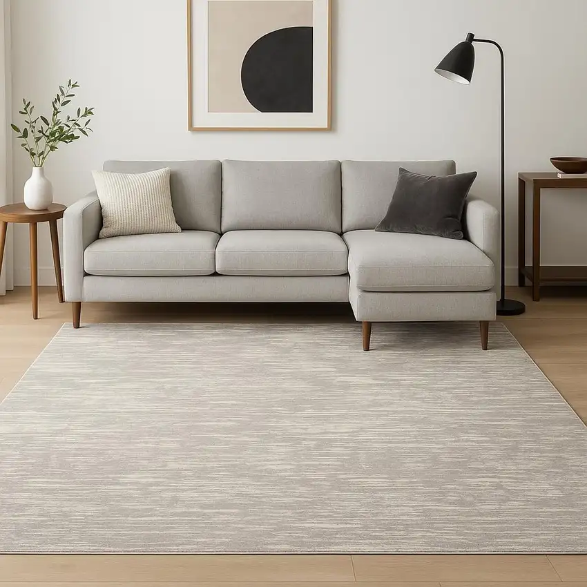 Gray Abstract Power Loom Area Rug Photo 1