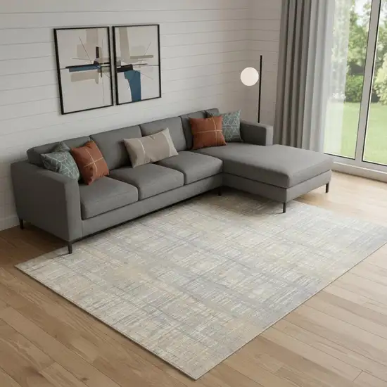 Gray Abstract Power Loom Area Rug Photo 1